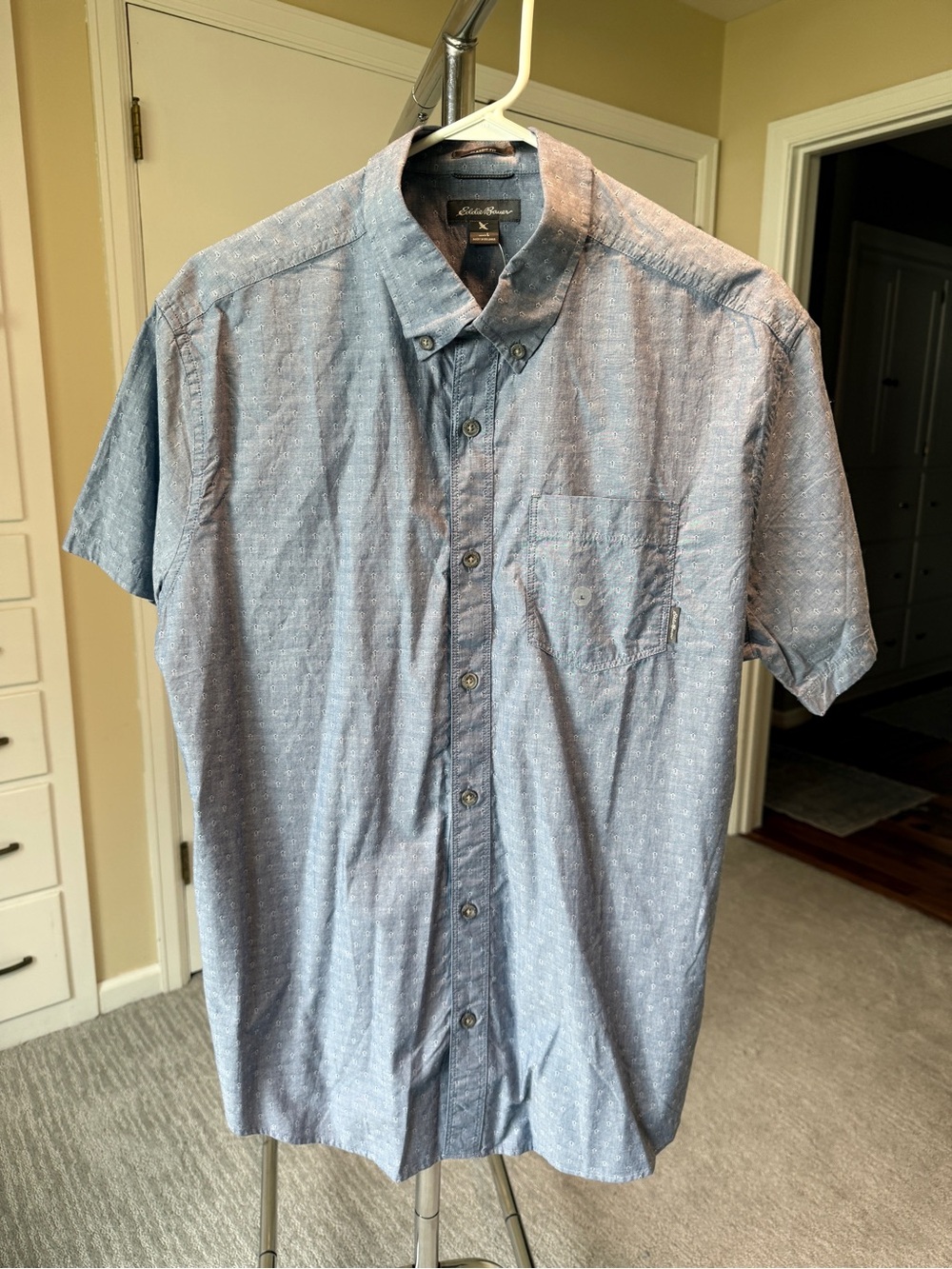 Eddie Bauer Light Blue Short-Sleeve Button-Down Shirt